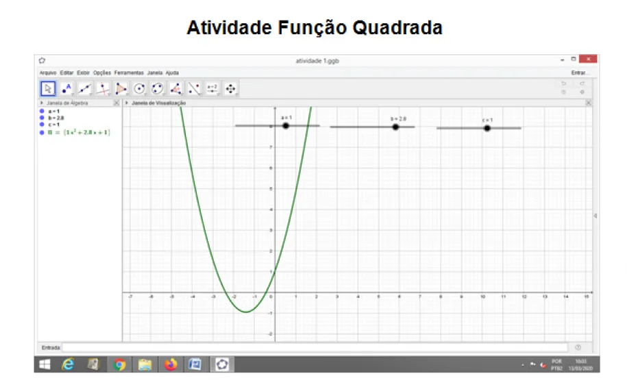 Características dos coeficientes da função quadrada
