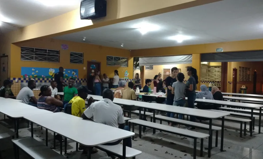 Momento de confraternização durante intervalo da aula.