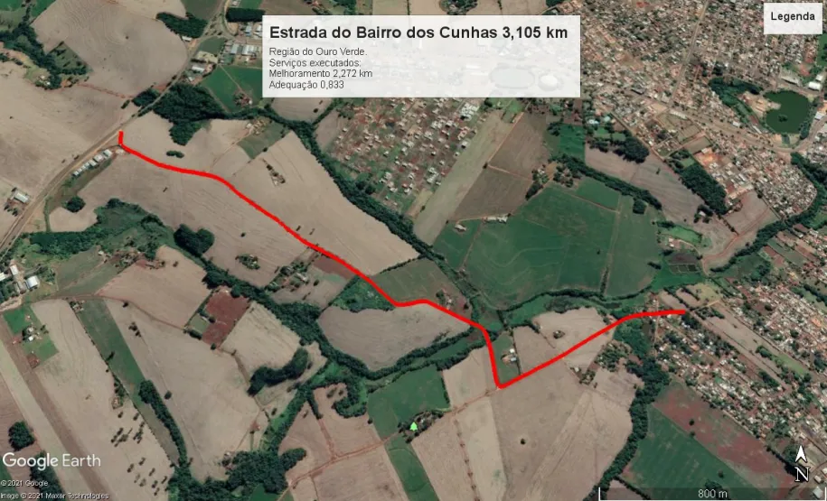 Mapa Estrada do bairro dos Cunhas