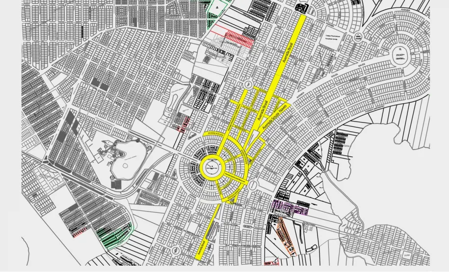 destaque no mapa da implantação da zona azul