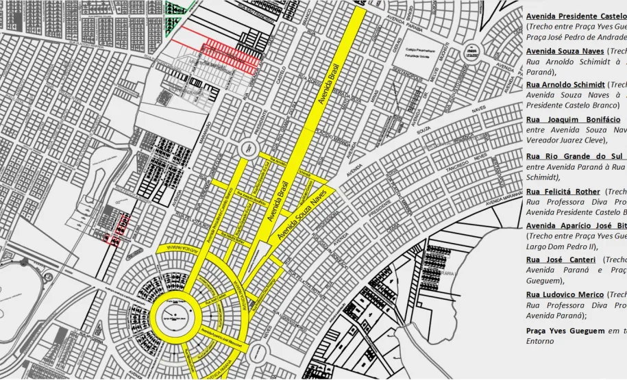 destaque no mapa dos locais de zona azul