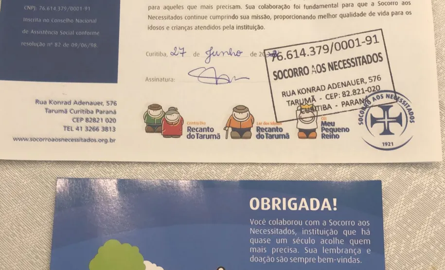 Meias entregues na Instituição Recanto do Tarumã
